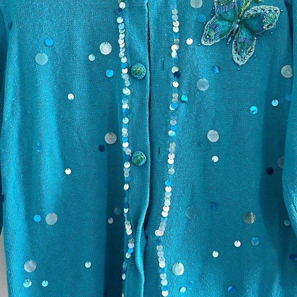 Arriviste | Turquoise Cardigan Sweater | Size Medium - Picture 4 of 6